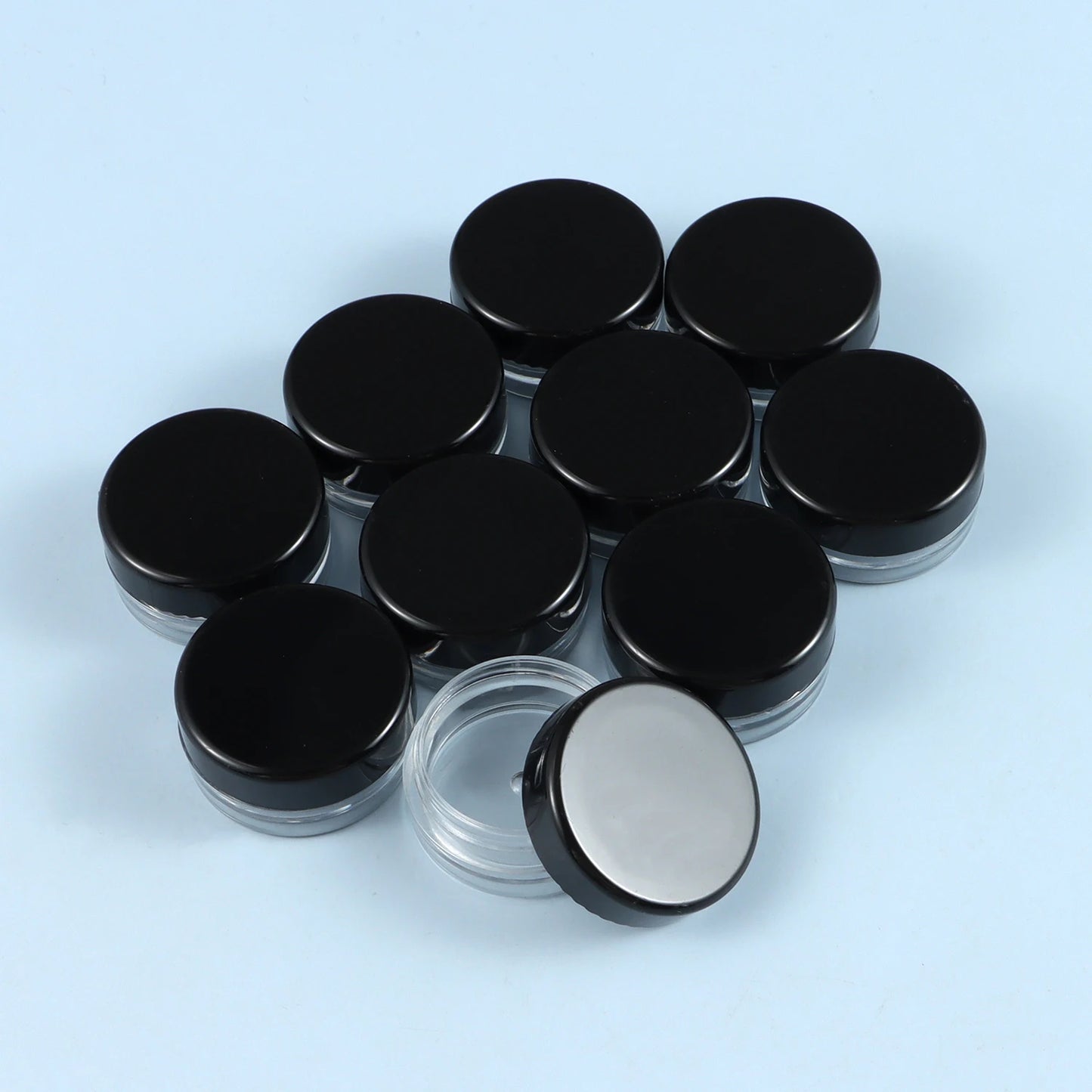 Mini Caja Plástico Redonda Translúcida para Almacenamiento Embalaje Joyería (3x1.5cm, A Prueba Polvo, Durable) (Lote 10 Unidades)