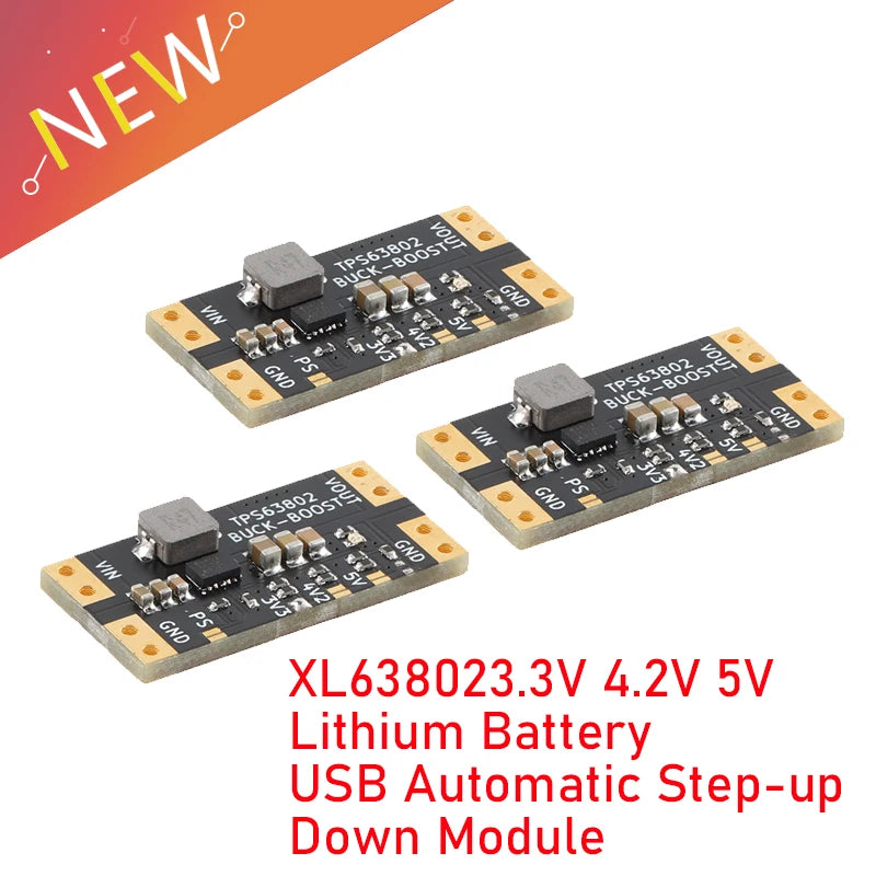 Lote 10 Pcs Módulo Regulador Automático Voltaje Step-Up/Down USB Batería Litio 3.3V/4.2V/5V (XL63802 / TPS63802)