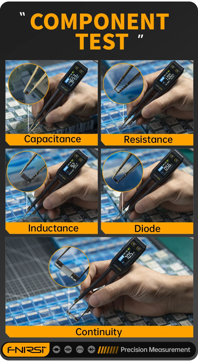 Mini Tester Inteligente FNIRSI LCR-ST1 (Tipo Pinza) - Medidor LCR/SMD/ESR, Continuidad, Diodo
