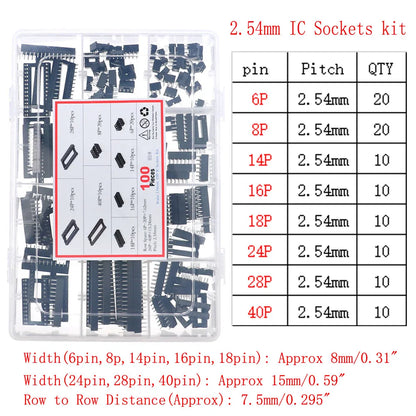 Kit Surtido Chips IC Lógica CMOS (Series 4000/4500/74HC/74LS) con Zócalos