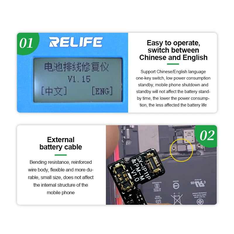 RELIFE TB-05 Battery Cable Repair Instrument Setup-free and Boot-free Adapt To Various Models for IPhone IP8G-15PM