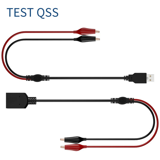 Cable Test QSS (x2) Pinzas Cocodrilo a USB (Macho/Hembra) - Línea Conexión Eléctrica 56cm