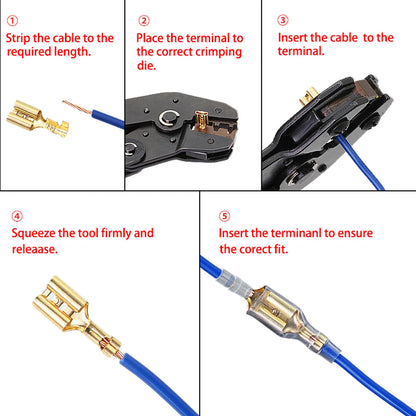 Set Conectores Terminal Crimp Macho/Hembra (2.8/4.8/6.3mm) Oro/Plata para Cable Eléctrico Altavoz Auto (100/200 Piezas)