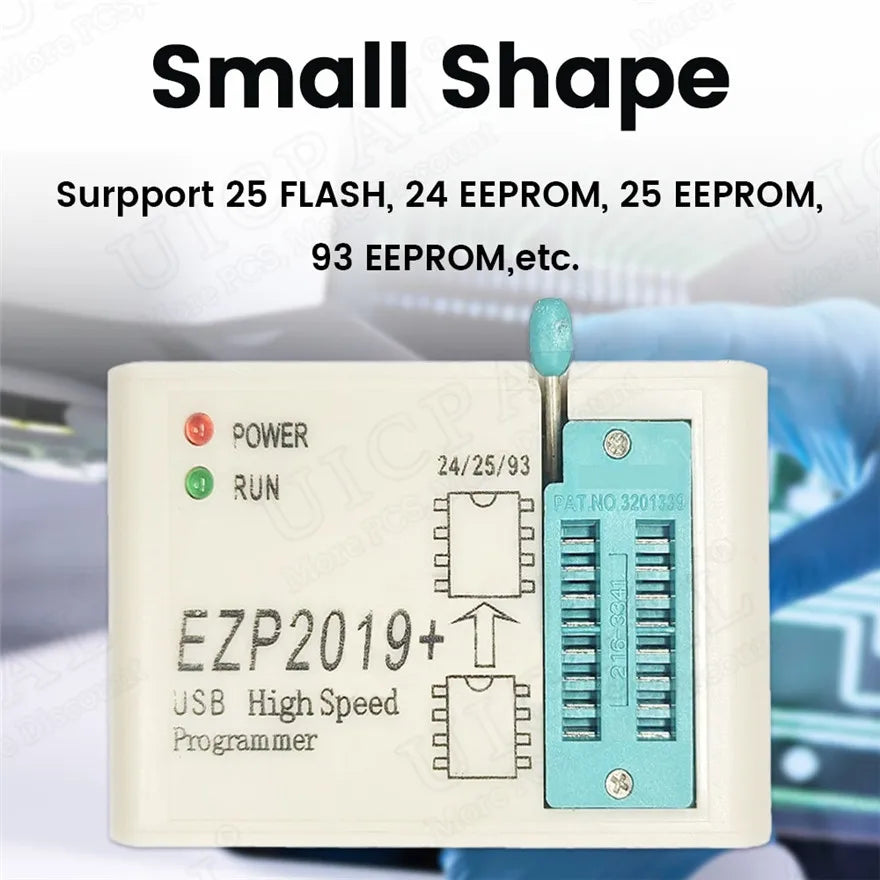 Kit Programador USB Alta Velocidad EZP2019 para EEPROM 24/25/93, Flash 25 BIOS Chip con Socket SOP + Clip