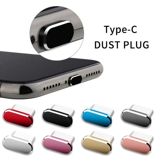 Tapón Antipolvo Metálico para Puerto Carga USB Tipo C (Protector Tapa) para Samsung/Huawei/Xiaomi (2 Piezas)