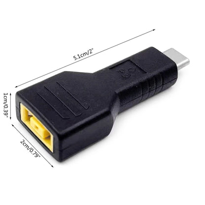 Adaptador Convertidor USB-C Hembra PD a Plug Cuadrado (Slim Tip) para Laptop Lenovo Thinkpad 45W
