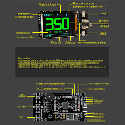 2 Inch T12 JBC245 210 936 Controller Board Color Display Digital Soldering Iron Soldering Station Control F/ 12V 24V HAKKO