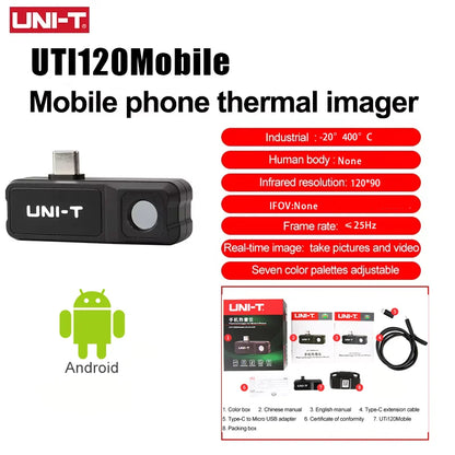 Termógrafo Infrarrojo Móvil UNI-T UTi120 / UTi261M USB para Celular - Cámara Térmica Reparación (Versión Rusa Handle)