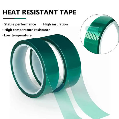 Cinta Adhesiva PET Film Poliamida Resistente Calor (Verde, Ancho 25mm, Largo 33m)