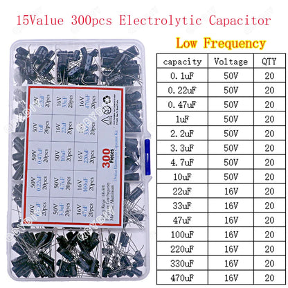 Kit Surtido Capacitores Electrolíticos DIP/SMD (1uF-1500uF, 16V-400V)