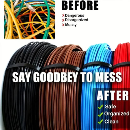Amarras Plásticas Nylon Negras Alta Resistencia (Tamaños 4"/6"/8"/10"/12") Usos Versátiles (500 Piezas)