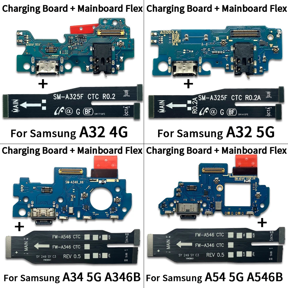 Placa Puerto Carga Rápida USB con Flex para Placa Principal Samsung Galaxy A24/A32 4G/A34/A54 5G