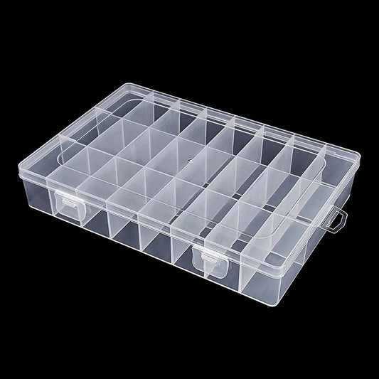 Caja Almacenamiento Transparente 24 Rejillas para Hardware/Botones/Pesca/Joyería/Accesorios/Papelería