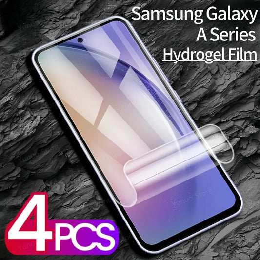 Film Hidrogel Frontal Suave Protector Pantalla para Samsung Galaxy A15/A33/A35/A52/A53/A54/A55 5G (4 Unidades)