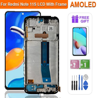 Super AMOLED LCD For Xiaomi Redmi Note 11 LCD 2201117TG LCD Display Touch Screen Digitizer Assembly For Redmi Note 11S LCD