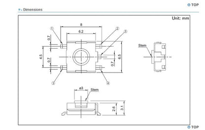 Switch Táctil SMD 6x6x3.1mm 5 Pines (Uso Común LCD/Notebook) - Lote 10 Piezas