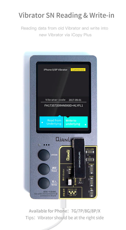 Qianli iCopy Plus 2.3v 2025 LCD Ture Tone Virbrator EEPROM Programmer Battery Testing Board Headset For iPhone 7- 11 12Pro Max
