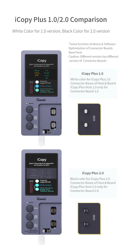 Qianli iCopy Plus 2.3v 2025 LCD Ture Tone Virbrator EEPROM Programmer Battery Testing Board Headset For iPhone 7- 11 12Pro Max