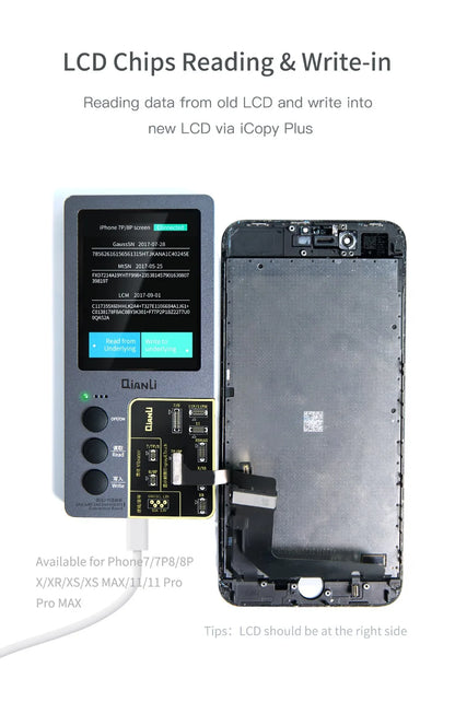 Qianli iCopy Plus 2.3v 2025 LCD Ture Tone Virbrator EEPROM Programmer Battery Testing Board Headset For iPhone 7- 11 12Pro Max