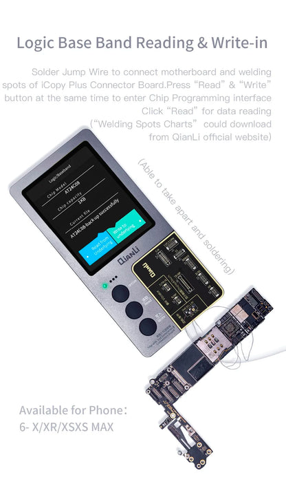 Qianli iCopy Plus 2.3v 2025 LCD Ture Tone Virbrator EEPROM Programmer Battery Testing Board Headset For iPhone 7- 11 12Pro Max