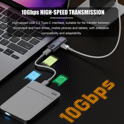 Adaptador Dual USB-C PD 100W + Audio Aux/Audífono + USB 3.2 10Gbps OTG para Mac/iPhone 15/16/Samsung S23U/S24U