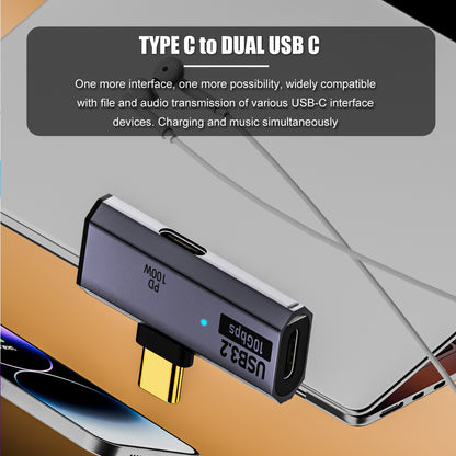 Adaptador Dual USB-C PD 100W + Audio Aux/Audífono + USB 3.2 10Gbps OTG para Mac/iPhone 15/16/Samsung S23U/S24U